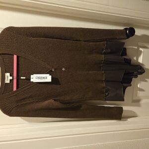 NWT L'AGENCE Chocolate, Sweater Thong Bodysuit